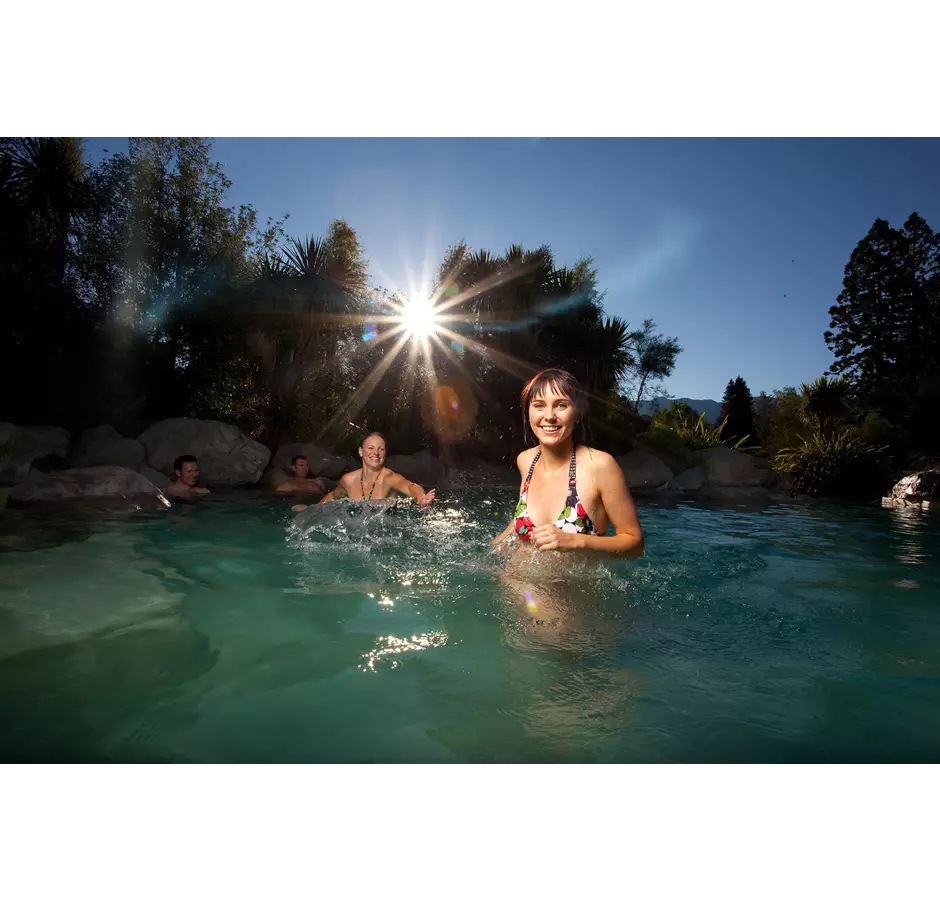 Girls in Hanmer Springs Hot Pools in the Evening