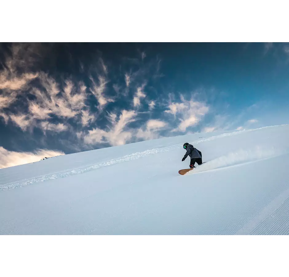 Mt Hutt Snowboarder First Tracks