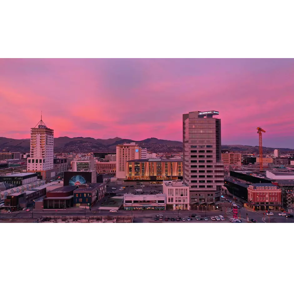 Christchurch Red Sky Aerial Shot