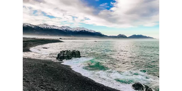 Kaikoura Beach With Mountains