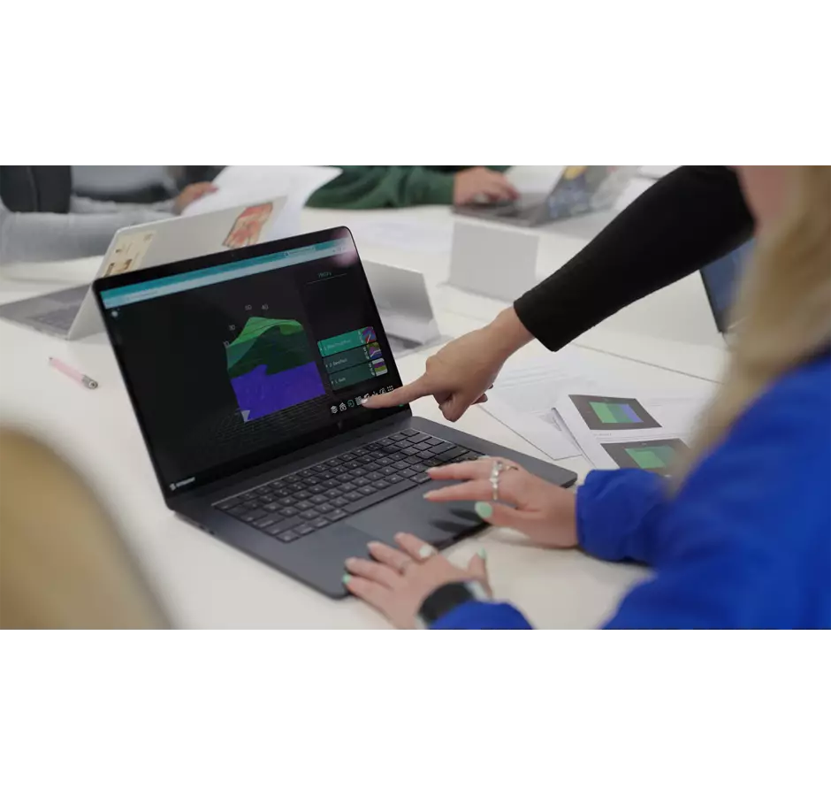 Pointing to Visible Geology app on computer screen
