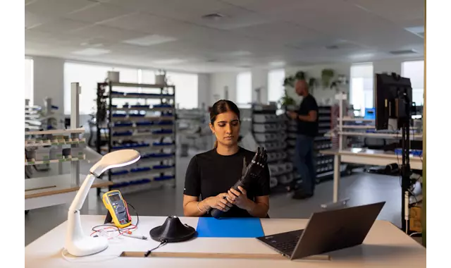 Health Tech Lady In Lab With Hand