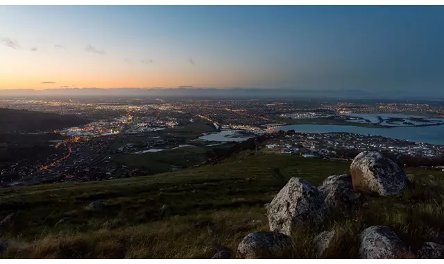 Christchurch Port Hills View of Christchurch City at Sunset