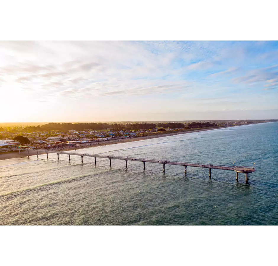Hero Christchurch New Brighton Sunset Pier Drone